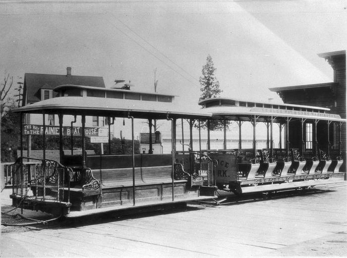 Streetcar Line, Yesler Way to Lake Washington, Railway Car at the Rainier Boat House on Lake Washington