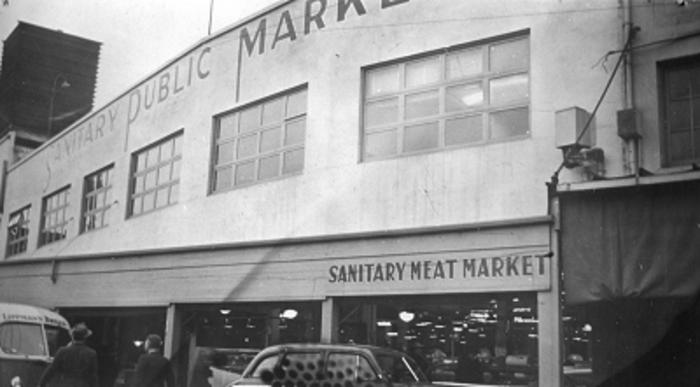 Sanitary Market building after the fire 1942